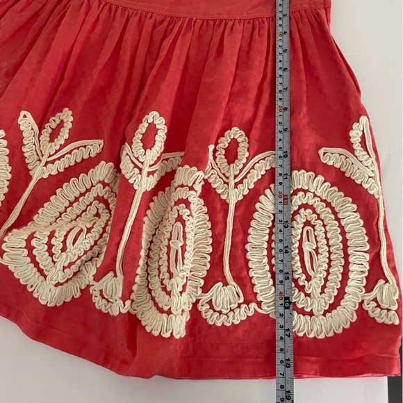 Nick & Mo Embroidered Coral & off White Boho Chic Cotton Skirt Size L - Picture 11 of 12
